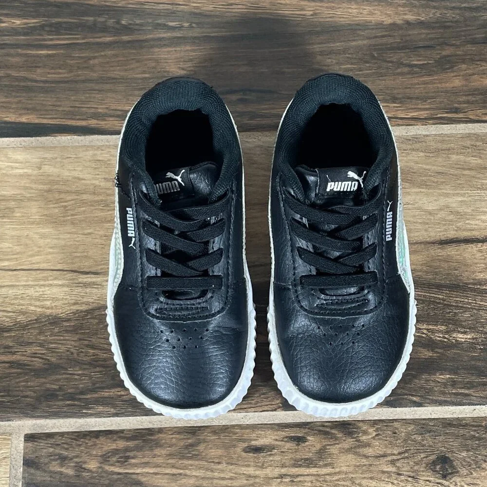 Puma Carina Rainbow AC Toddler Boys Size 8C Shoes Black Slip On Sneakers